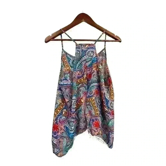 Love Blossom Boho Festival Split Hem Open Back Flowy Mini Pom Pom Top Size L - Picture 8 of 8